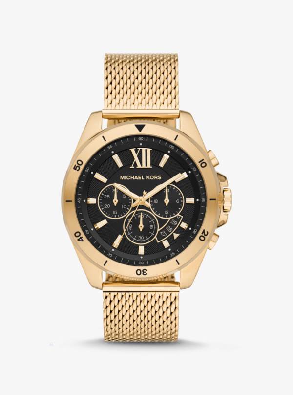 Panske Gold-tone Hodinky Michael Kors Oversized Brecken Mesh Zlate - Hodinky Michael Kors Sleva | ECVJB-2935